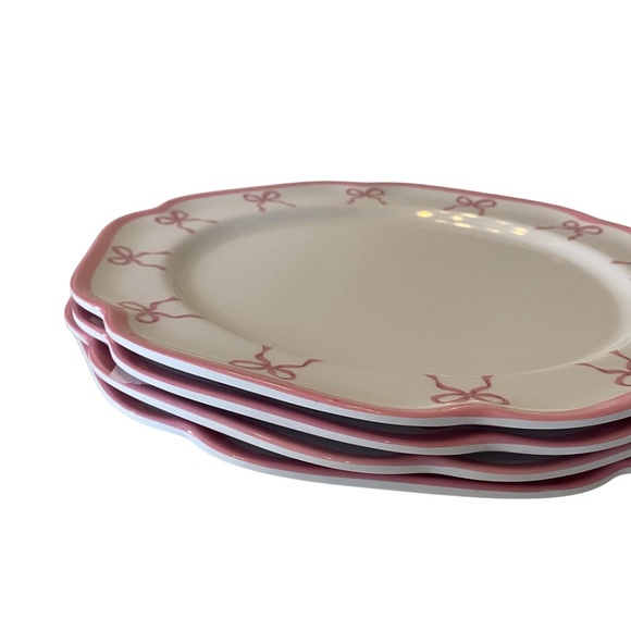 Shabby Chic Pink Bow Coquette Melamine Plates - Picture 2 of 4
